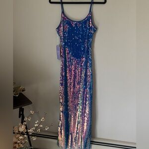 Blue & Rose Gold Sequin Dress Size Small Changing Color